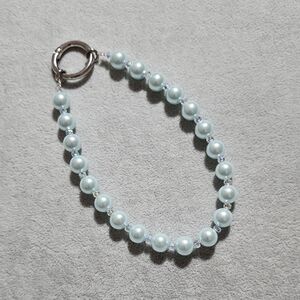 Pearl Beaded Phone Bracelet/ Bag Charm/ Keychain in Light Blue